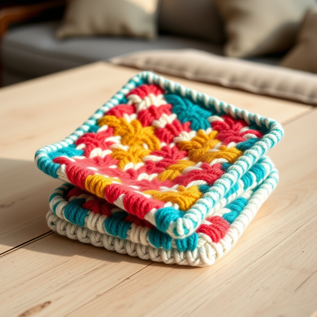 Prism Drift Coasters Free Pattern – Knit a Kaleidoscope of Color