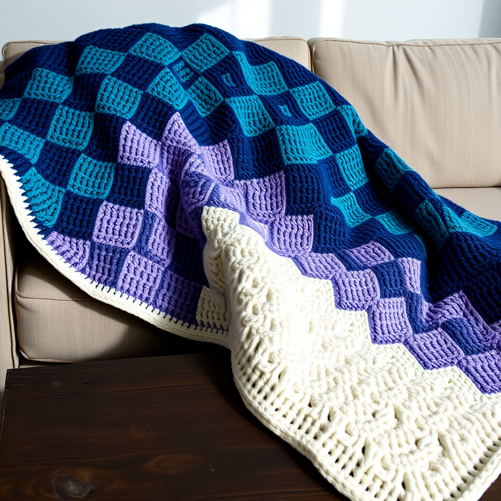 Aurora Waves Mosaic Crochet Throw Free Pattern – Cozy Geometric Blanket