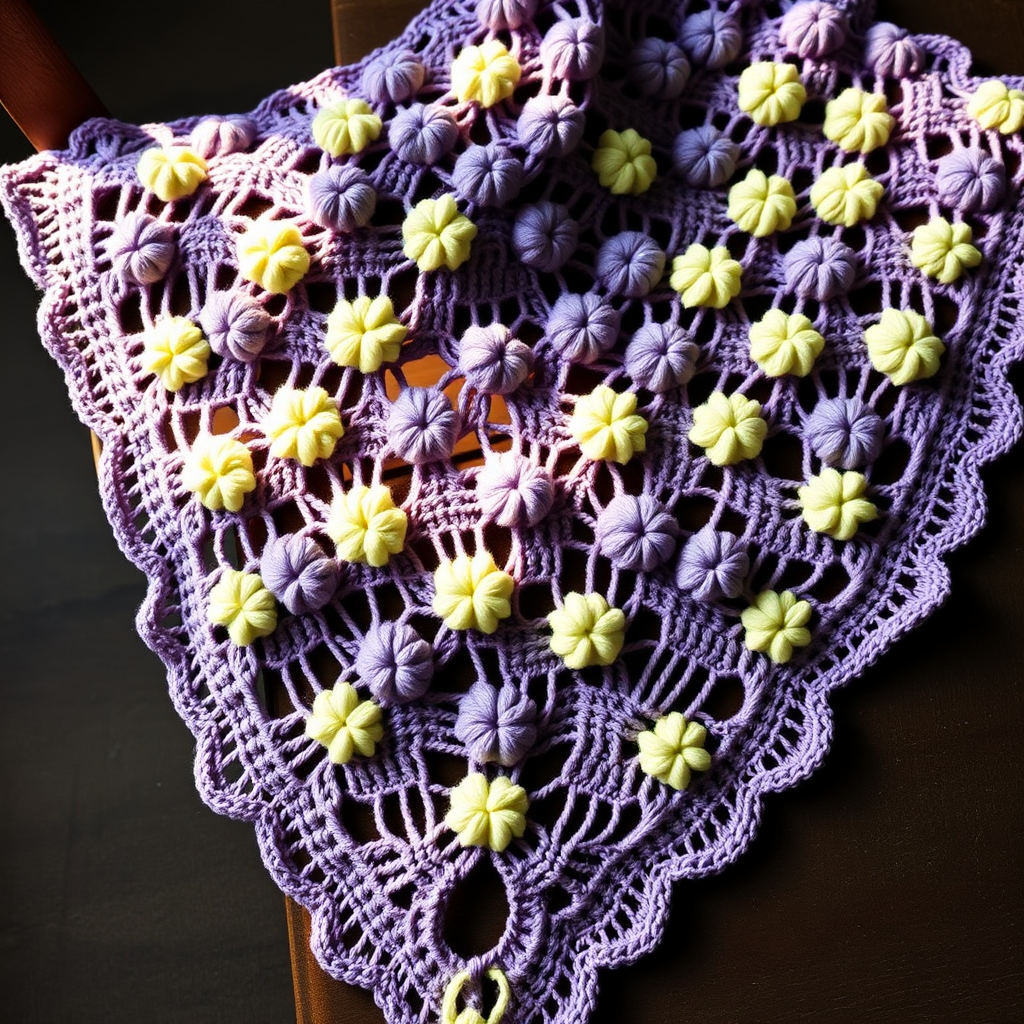 The Sunlit Vineyard Open Weave Shawl Free Pattern – A Breezy Crochet Wrap with Grape Cluster Motifs