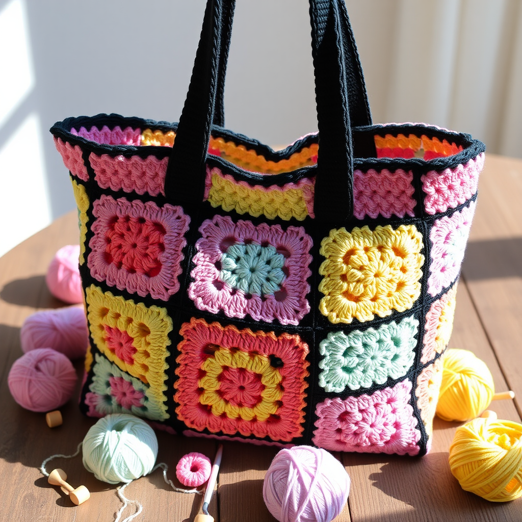 The Retro Granny Square Tote Free Pattern