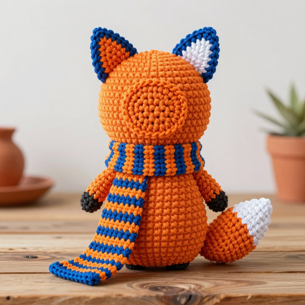 Tiny Fox in Striped Scarf: Free Crochet Pattern