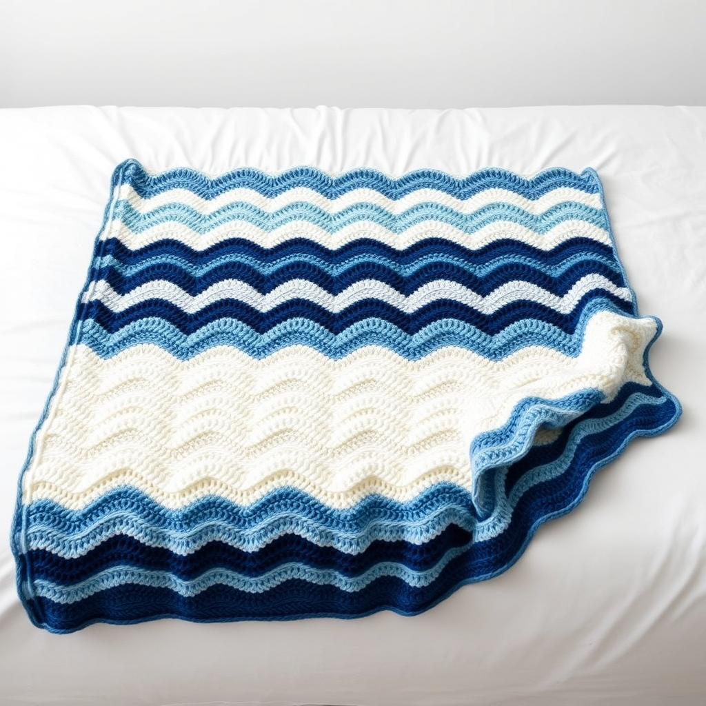 The Ocean Breeze Ripple Blanket Free Pattern