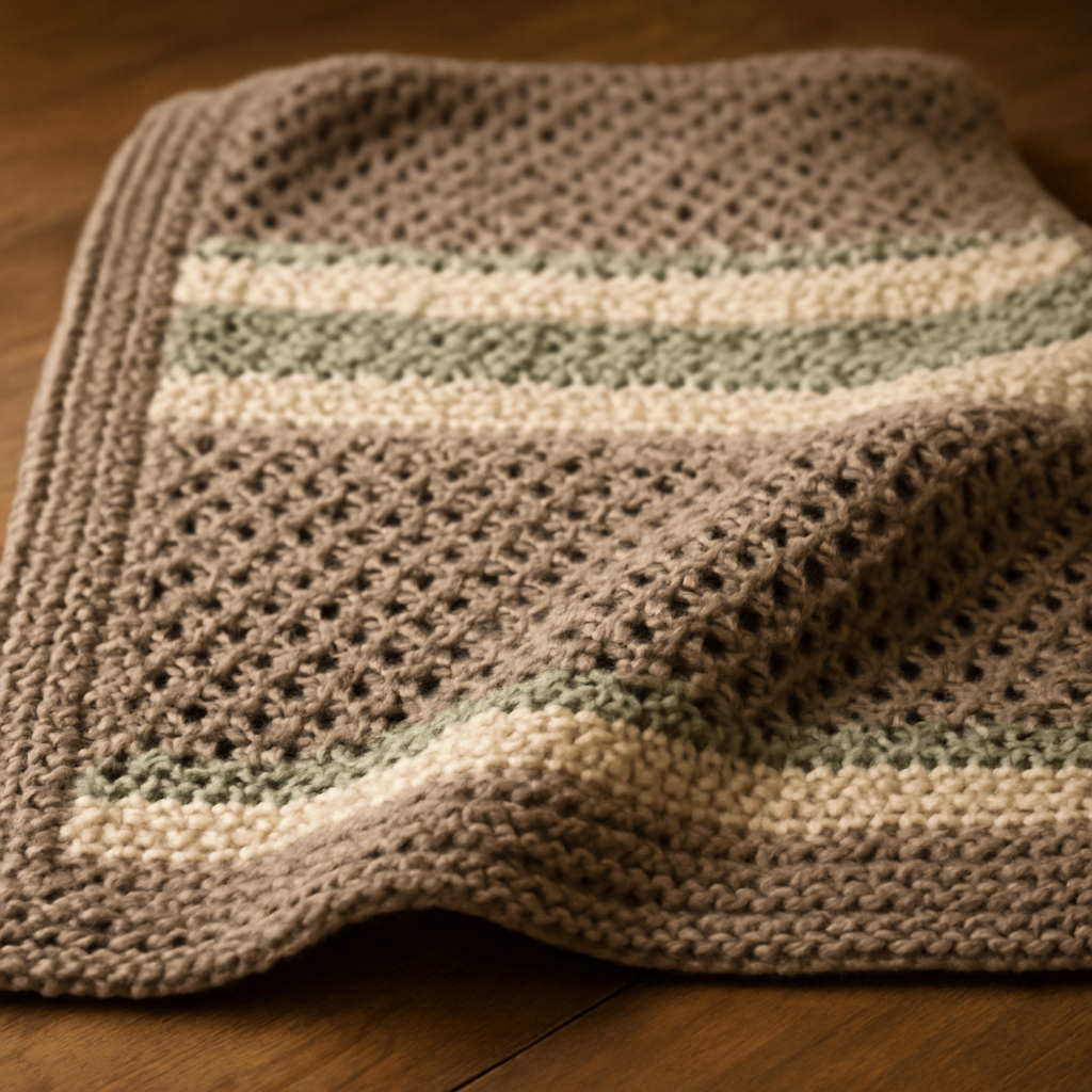Rustic Farmhouse Baby Blanket with Lace Mesh - Free Pattern