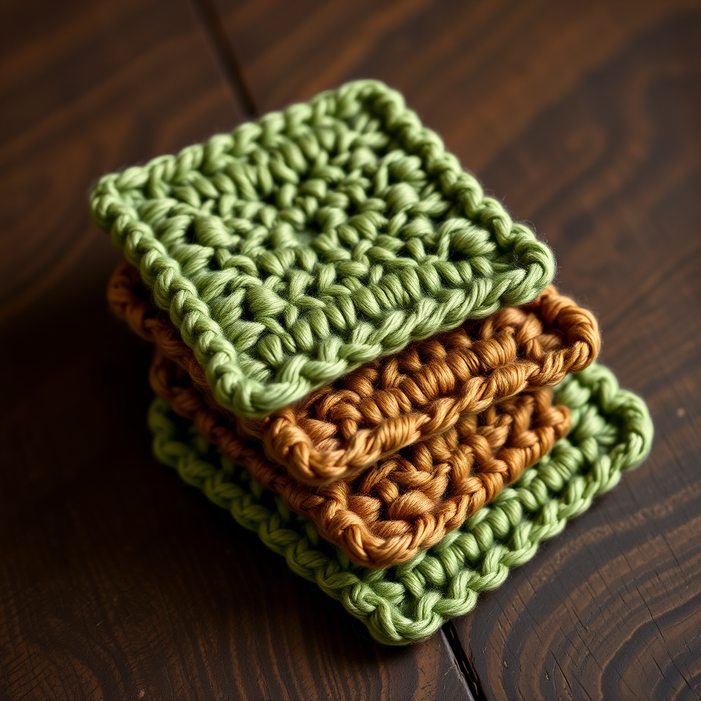 Whispering Pines Forest Floor Coaster Set Free Pattern – Textured Knit Drink Coasters