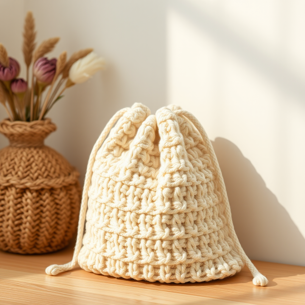 Chunky Crochet Drawstring Bag Pattern