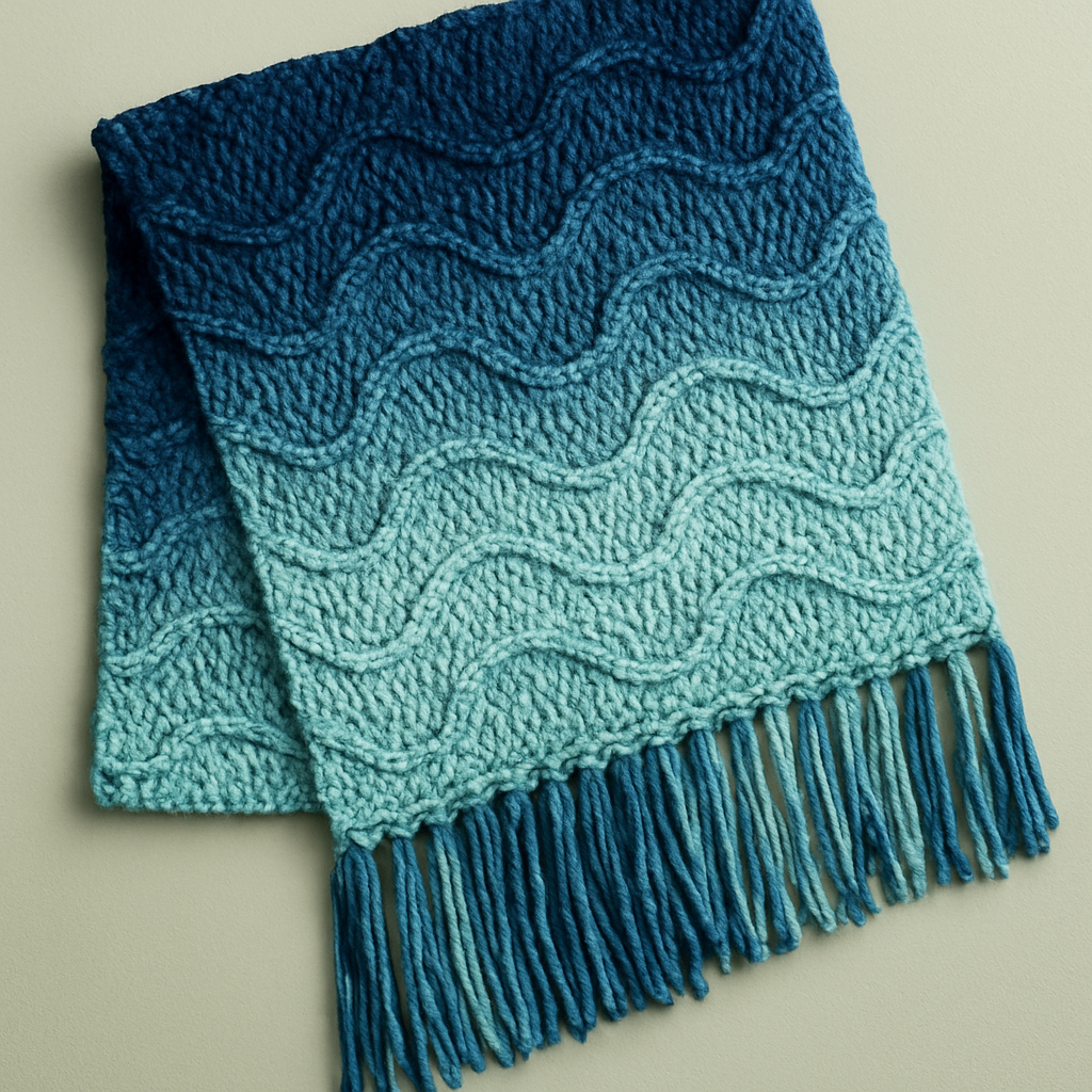 Avant-Garde Ocean Waves Shawl with Fringe - Free Pattern