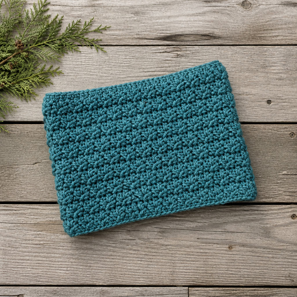 Crochet Textured Turquoise Cowl Free Pattern