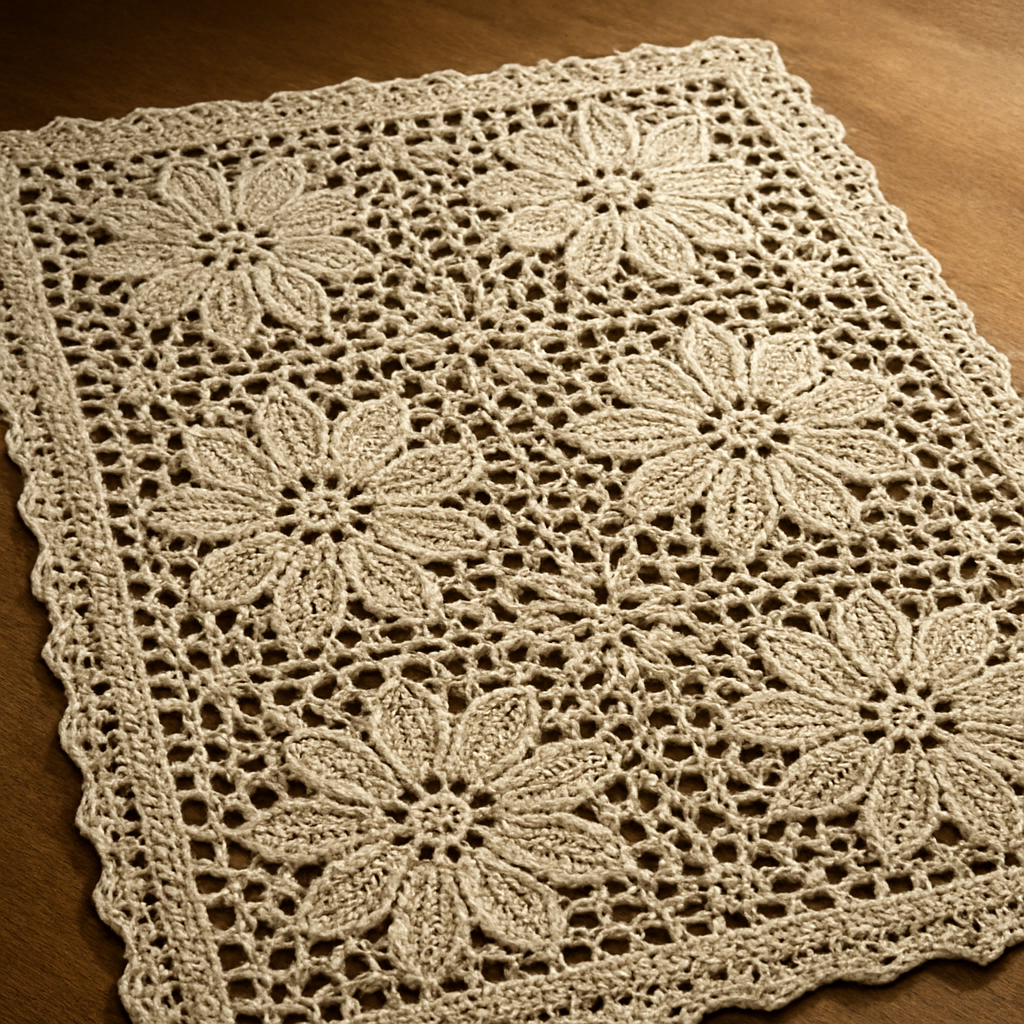 Crochet Elegant Vintage Floral Doily Table Mat Free Pattern