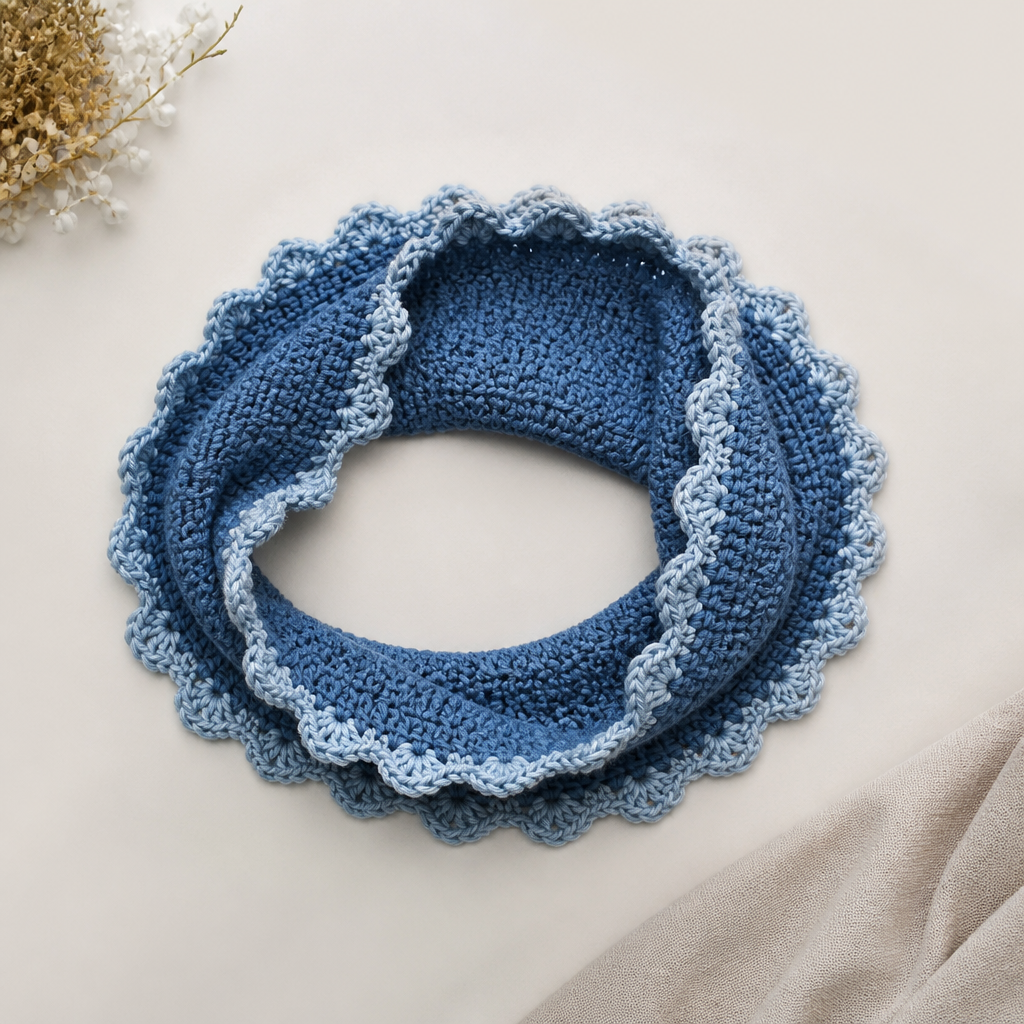 Crochet Delicate Textured Lace Edge Snood Free Pattern