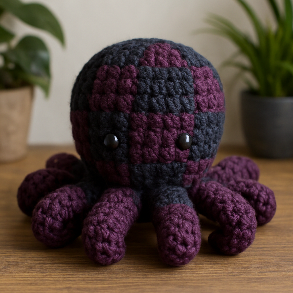 Free Pattern: Avant-Garde Chunky Checkered Amigurumi Octopus