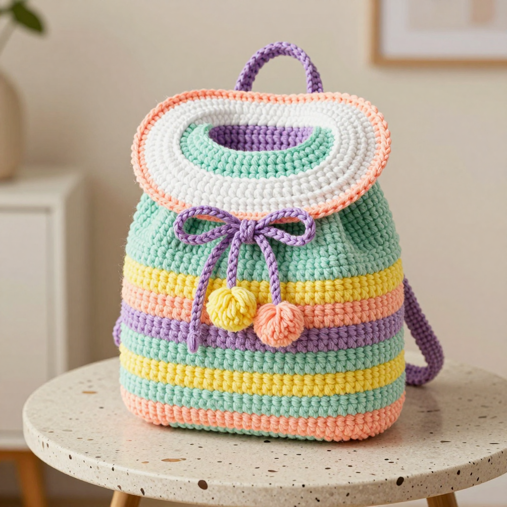 Sherbet Sombrero Mini Backpack Free Crochet Pattern