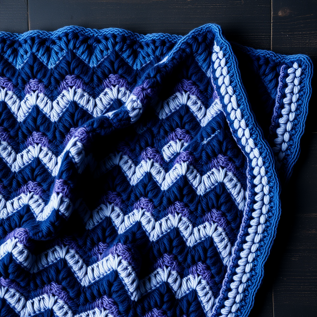 Midnight Meadow Chevron Blanket Free Pattern – Crochet a Starry Field of Textured Waves