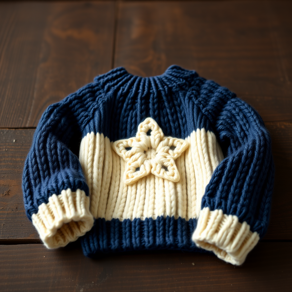 Whimsical Two-Tone Starry Night Baby Sweater Free Pattern