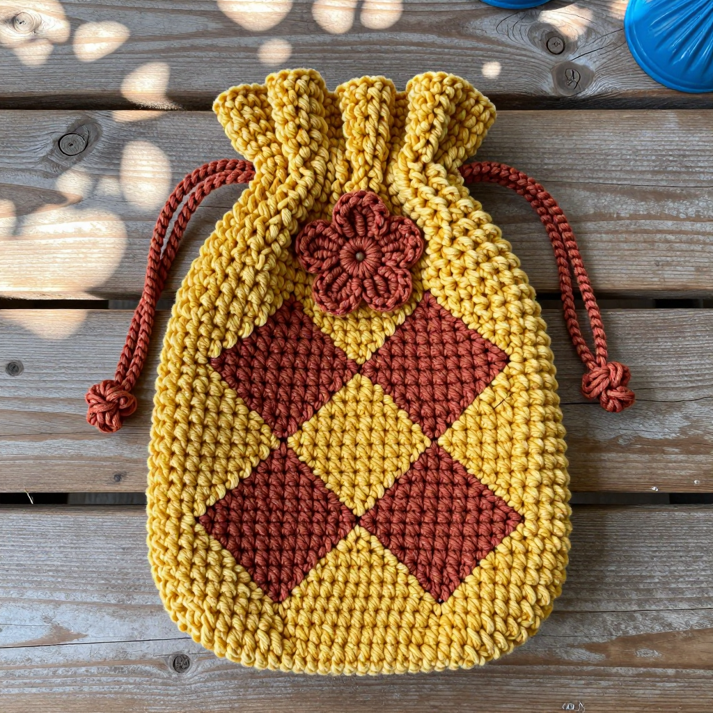 Mustard Bouquet Gift Pouch Crochet Free Pattern