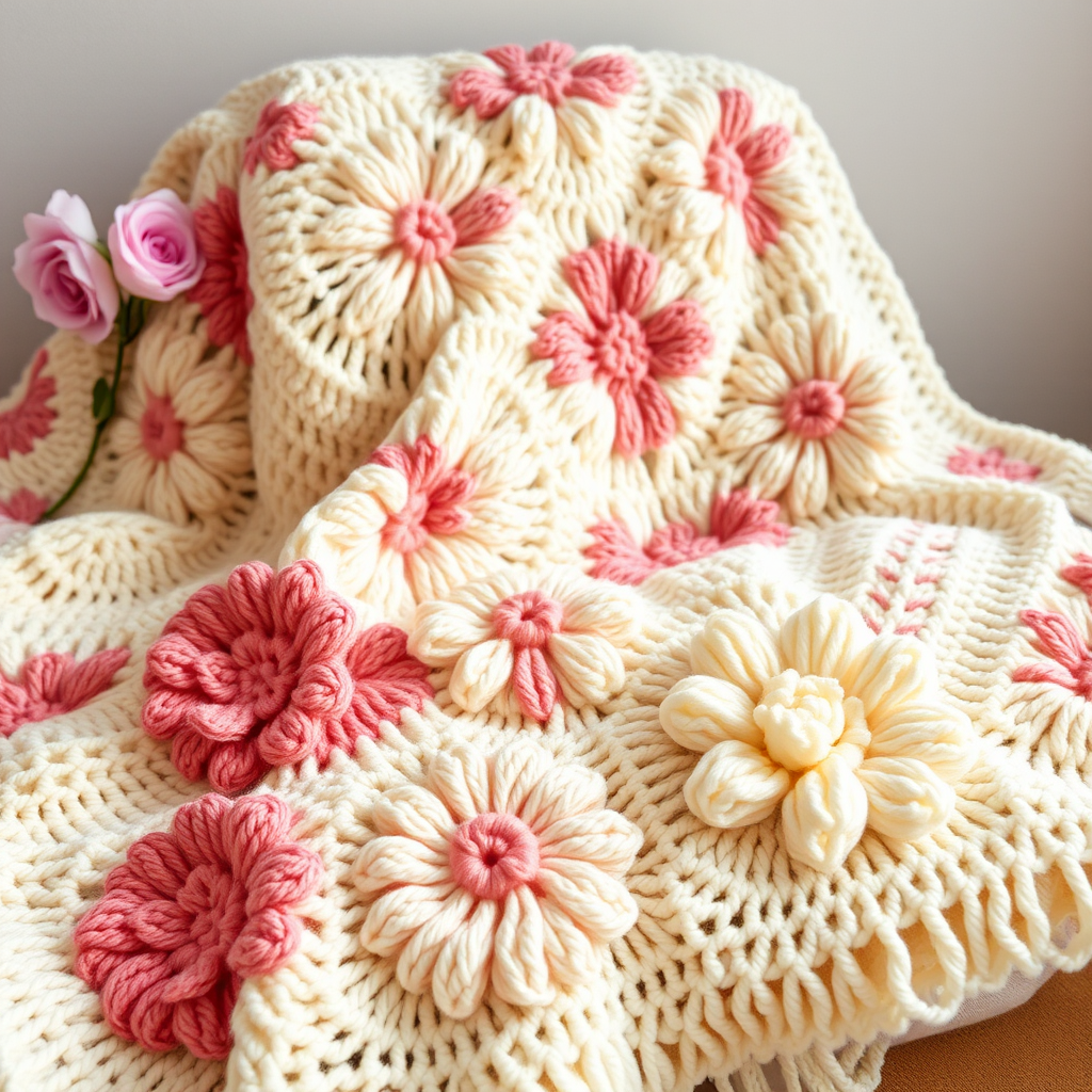 Blossoming Crochet Floral Blanket Pattern