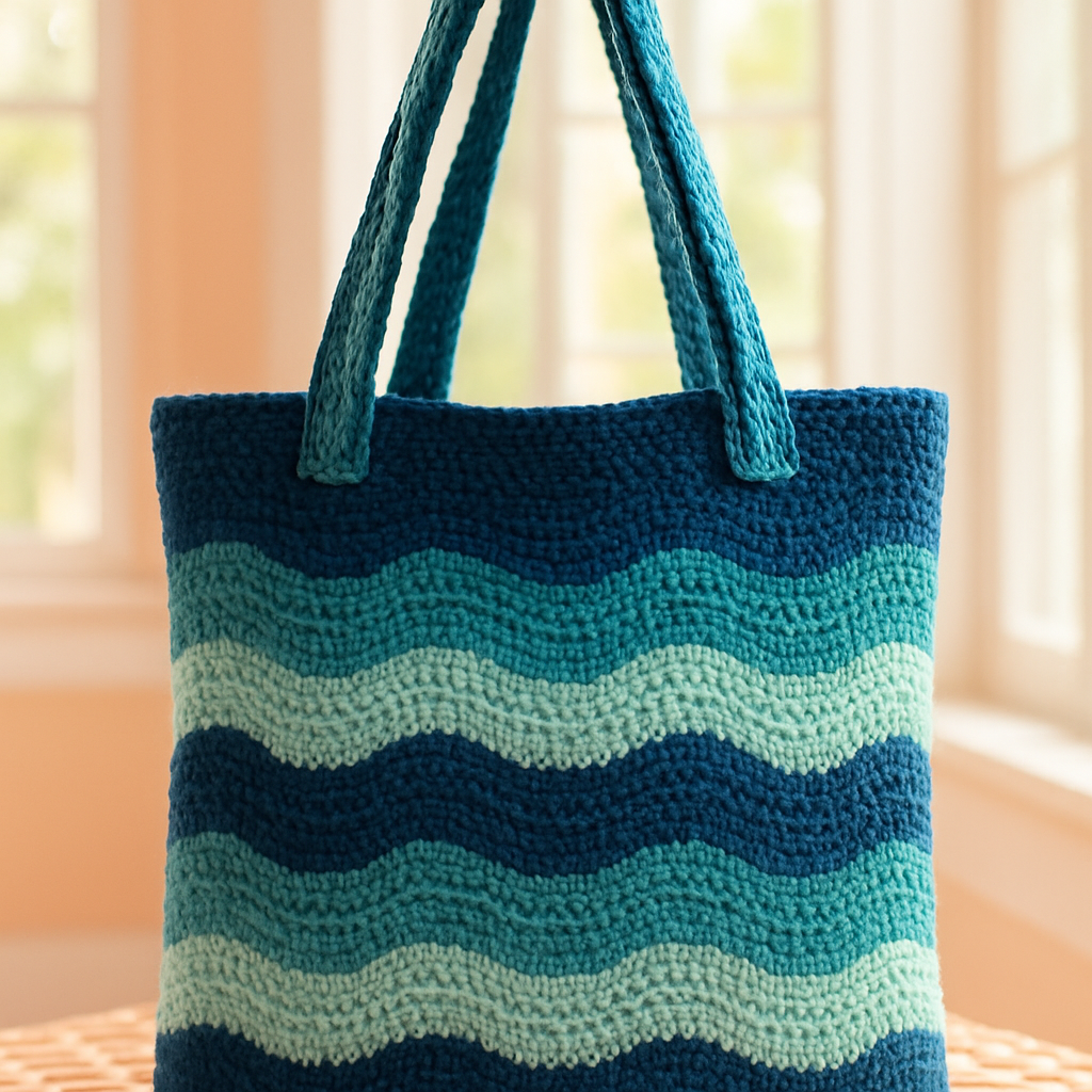 Rustic Ocean Waves Tote Bag - Free Pattern
