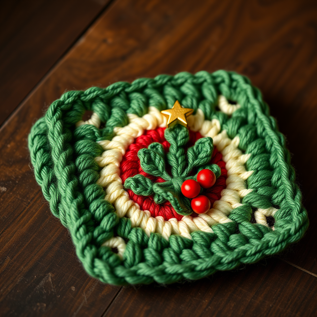 The Mistletoe & Pine Crochet Hat and Tree Granny Squares Free Pattern