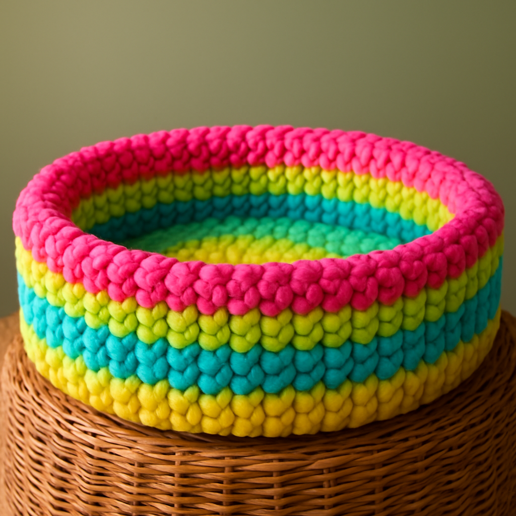 Free Pattern: Neon Farmhouse Rustic Chunky Yarn Pet Bed