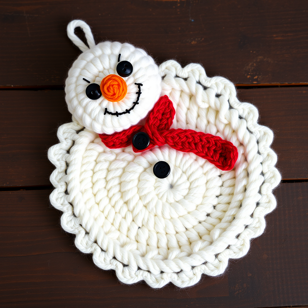 Frosty Spiral Snowman Scrubby Free Pattern – Crochet a Winter Kitchen Companion