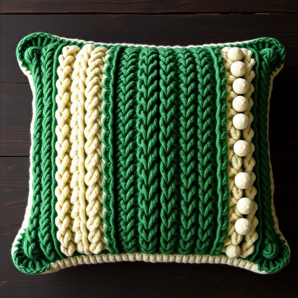 Frosted Fern Forest Pillow Free Pattern – A Knitted Textured Cushion