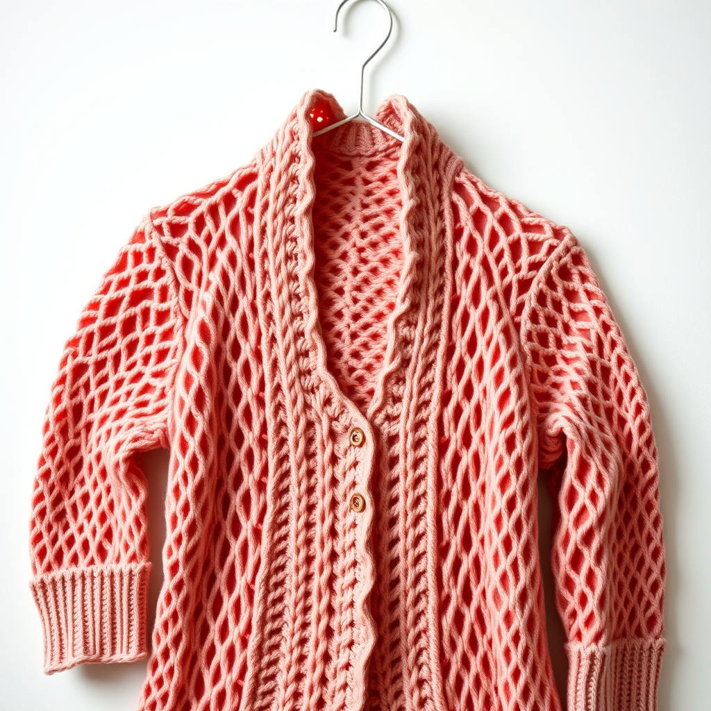 Elegant Coral Crochet Lace Cardigan