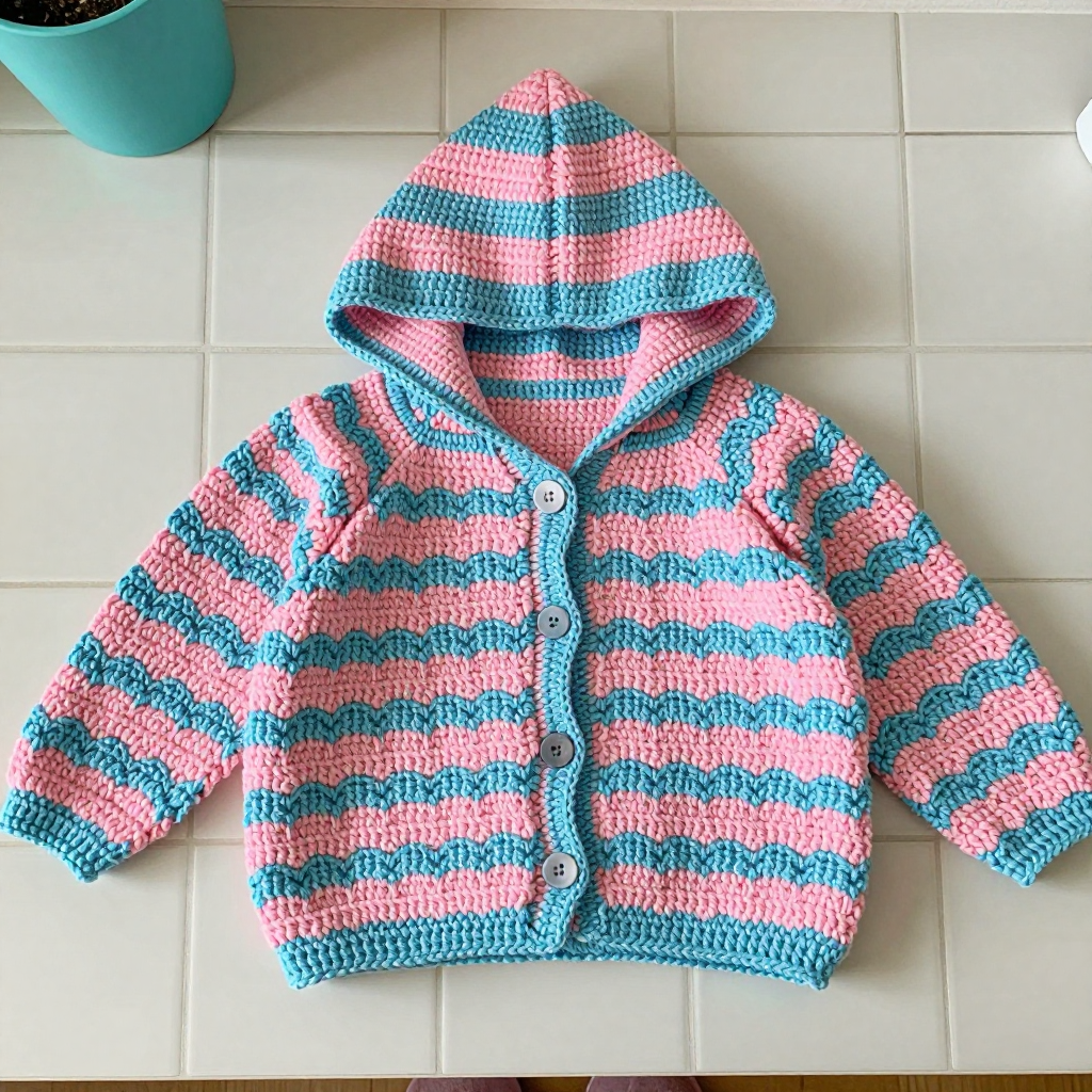 Sherbet Ripple Hooded Toddler Cardigan Free Pattern