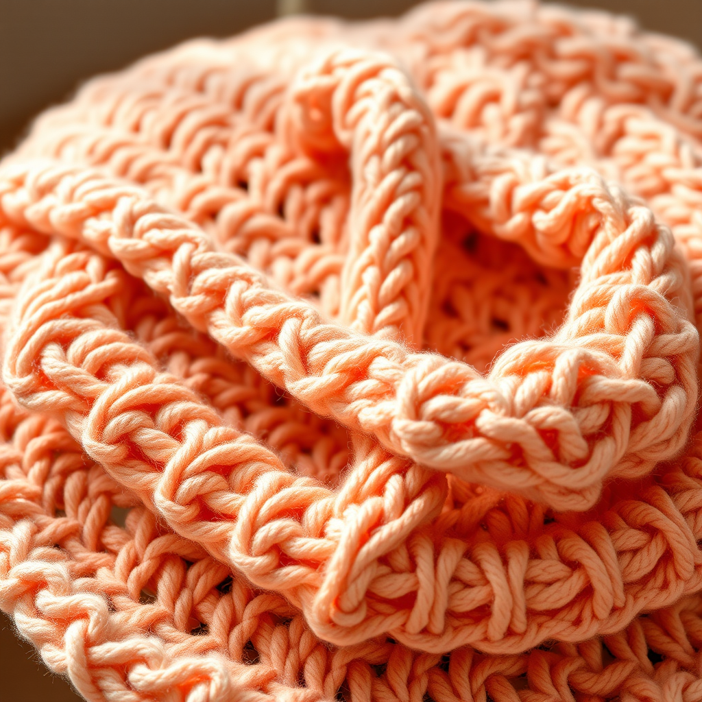 Chunky Peach Crochet Basket with Handles