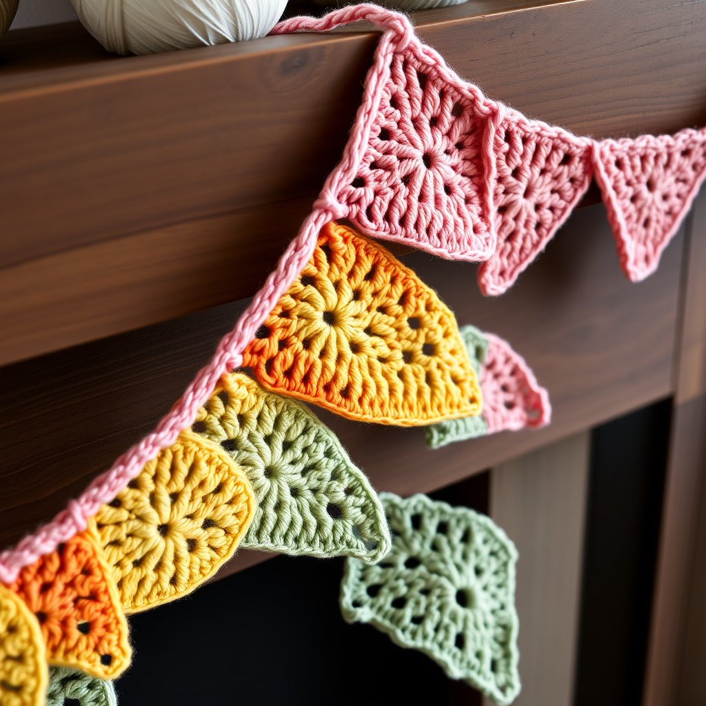 Sunset Meadow Triangle Bunting Free Pattern – Crochet a Warm Ombre Garden Garland