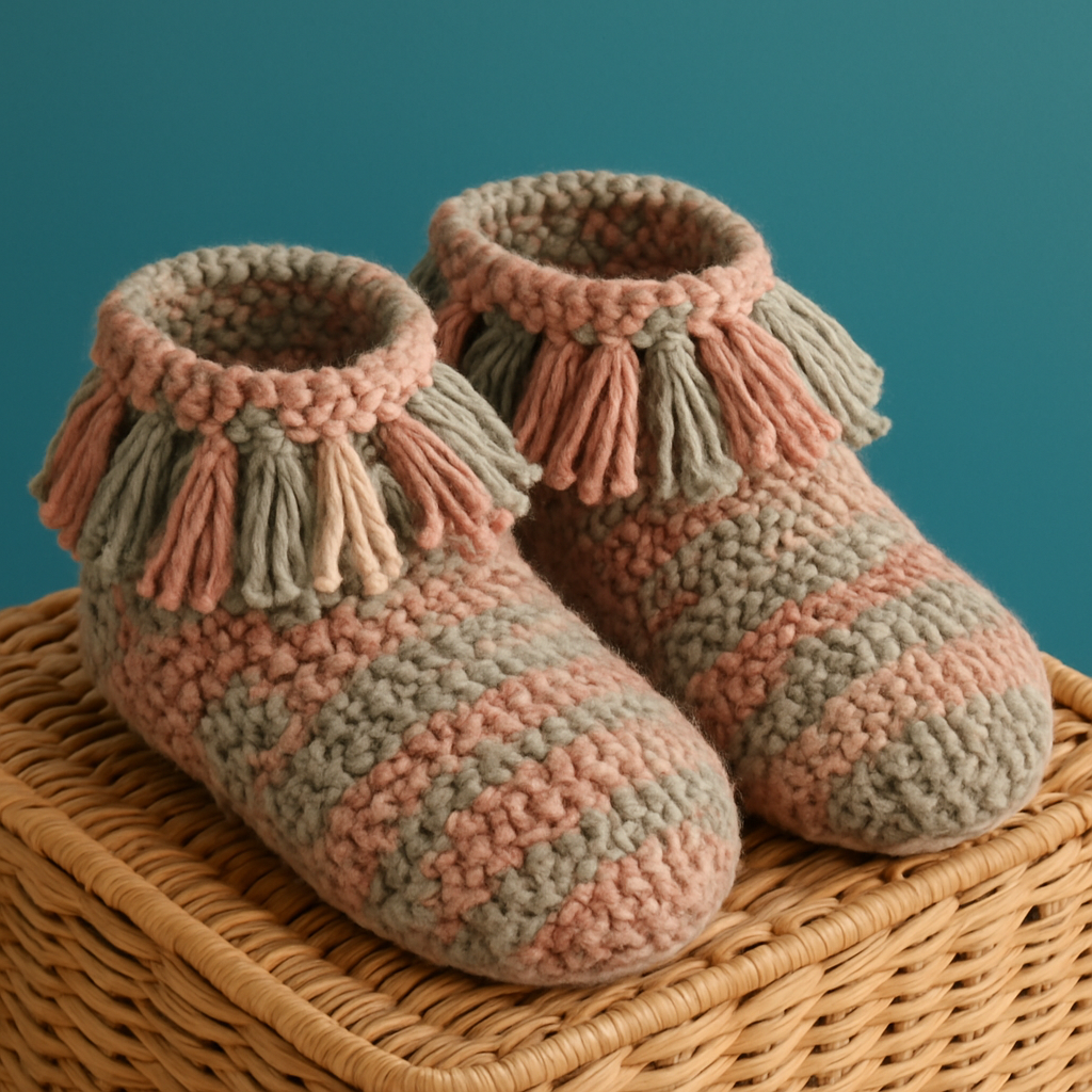Boho Chic Chunky Yarn Slippers - Free Pattern