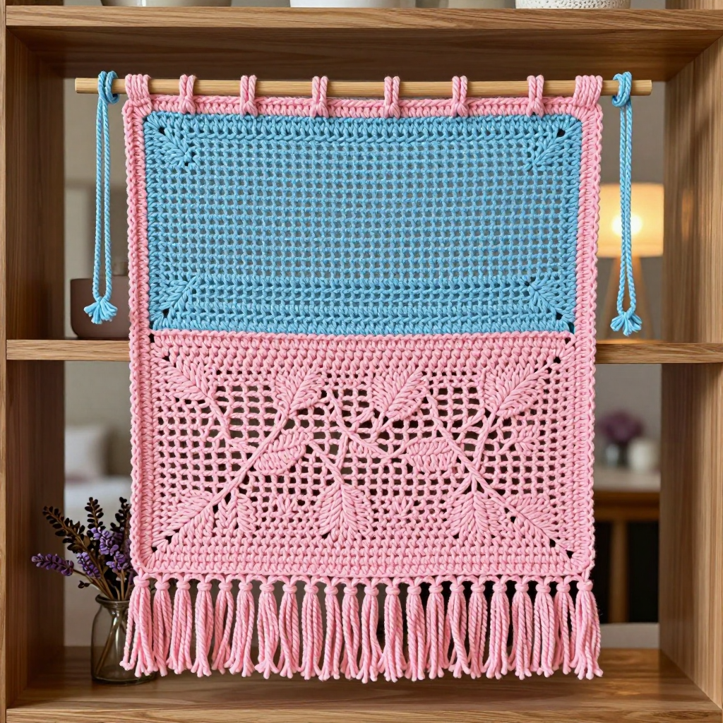 Two-Tone Leafy Branch Banner: Free Crochet Pattern