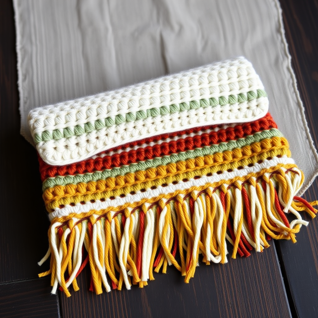 Meadow Breeze Fringe Clutch Free Crochet Pattern – Textured Boho Evening Bag