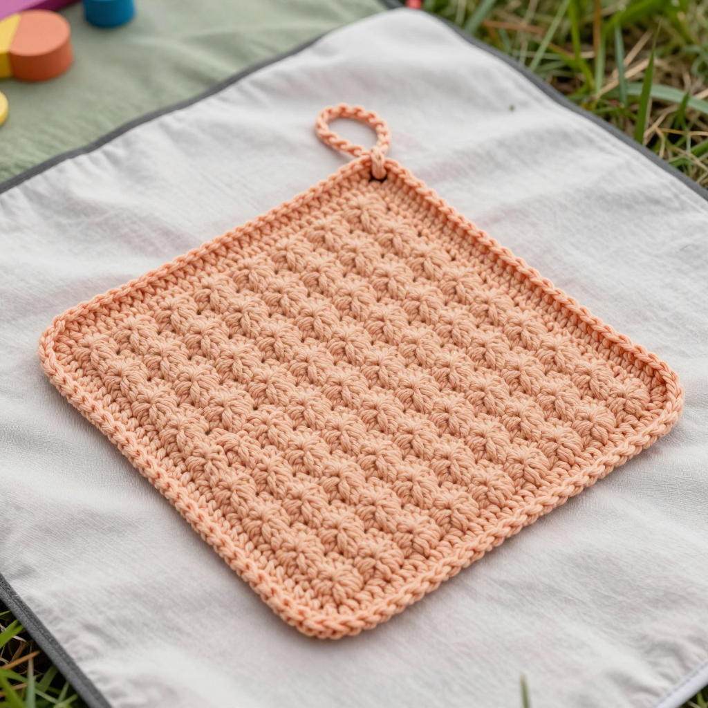 Apricot Shell Stitch Crochet Potholder Free Pattern