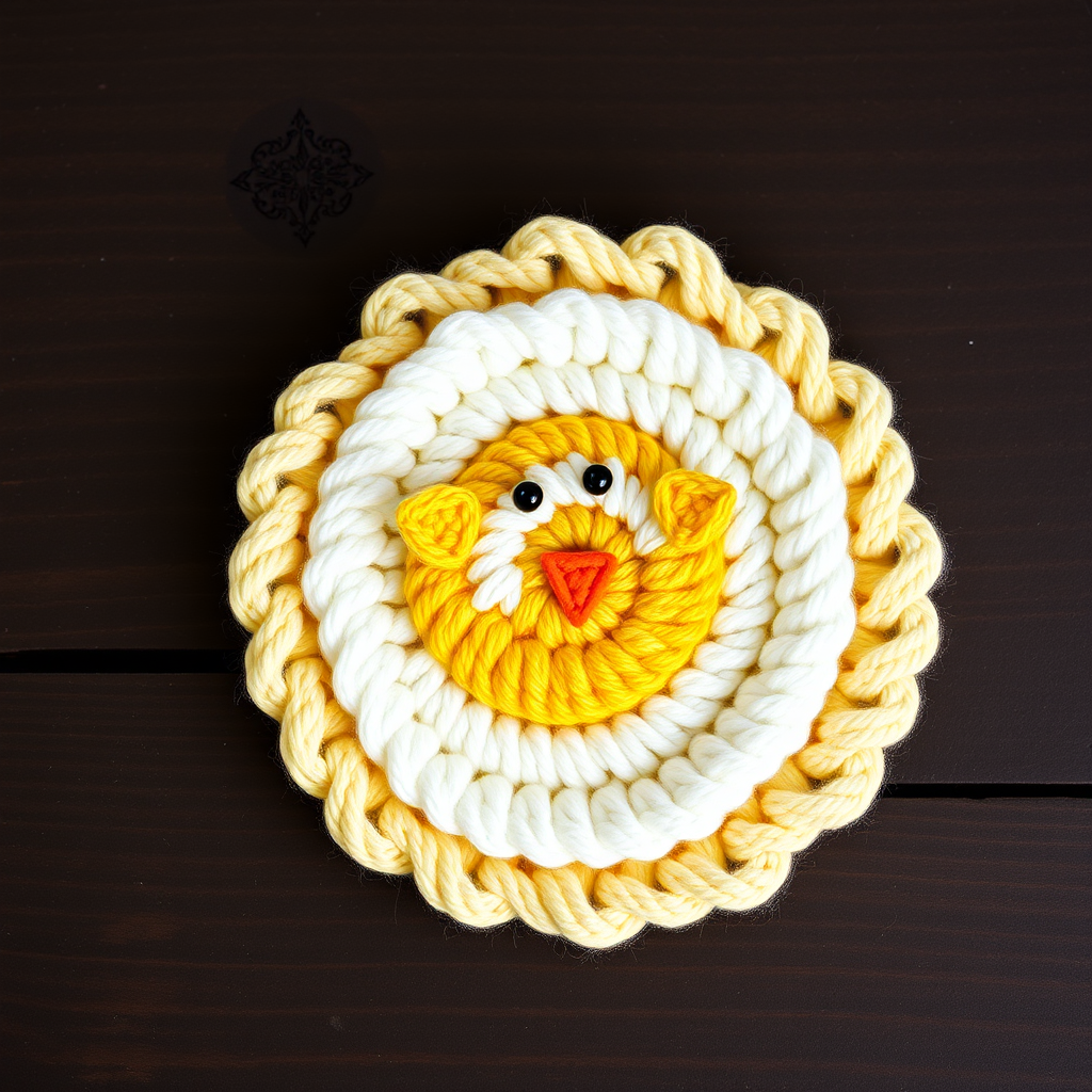 Sunny Side Up Chick Coaster Free Pattern – Crochet Egg-cellent Spring Decor