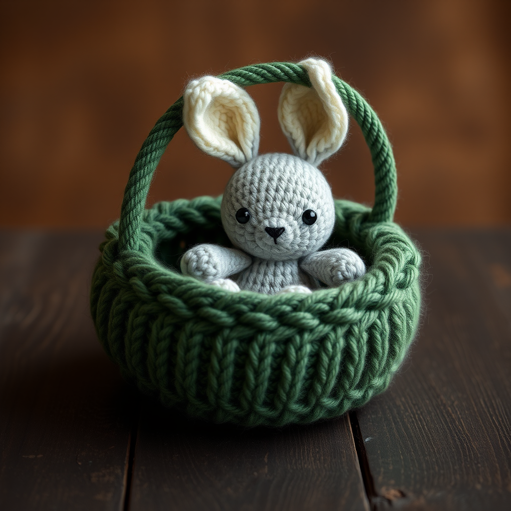 Cozy Woodland Bunny in a Basket Free Pattern