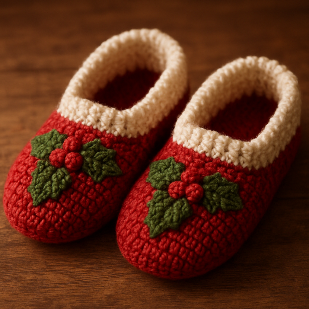 Crochet Festive Twinkling Star Slippers Free Pattern