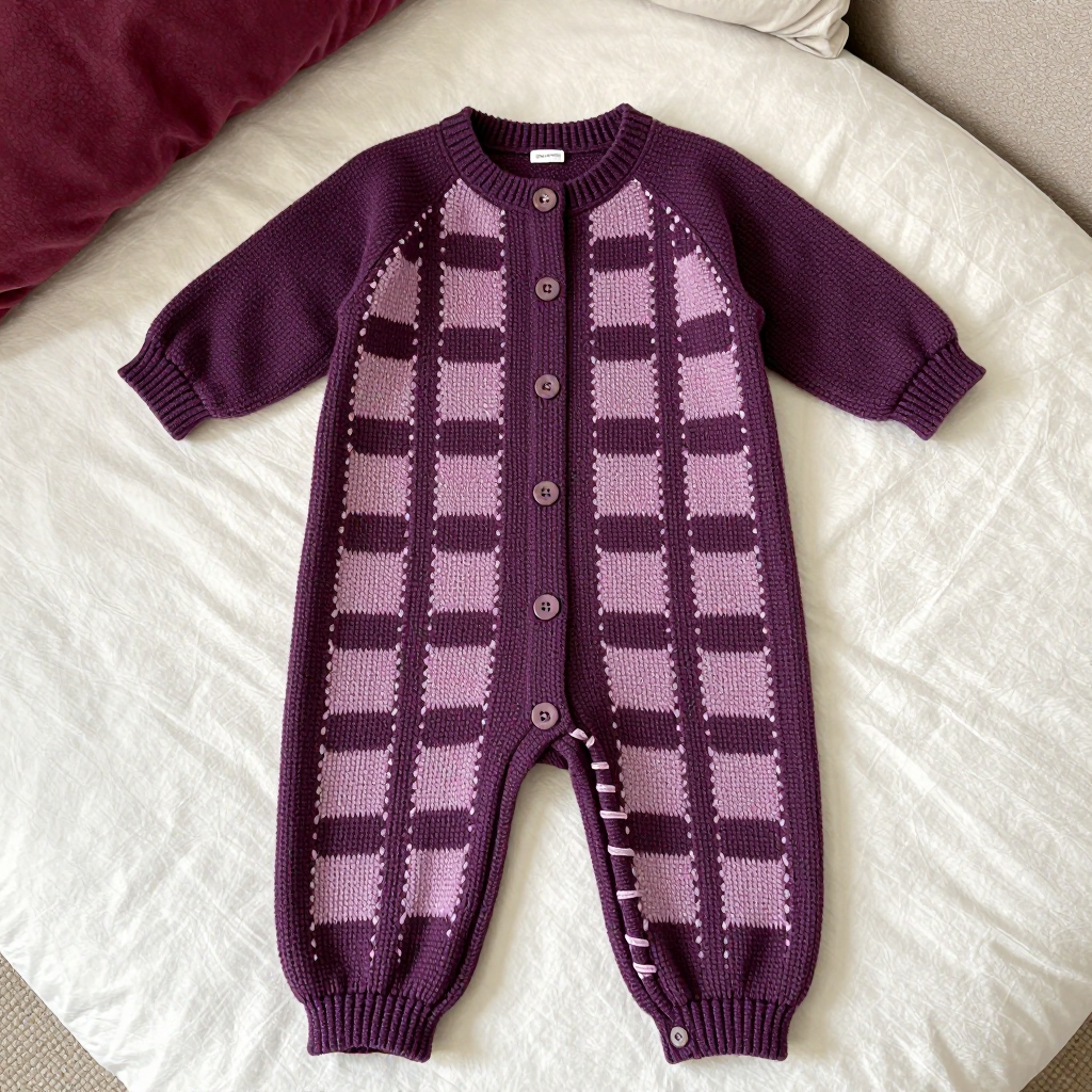 Grit Grid Mosaic Knit Baby Cardigan Romper Free Pattern