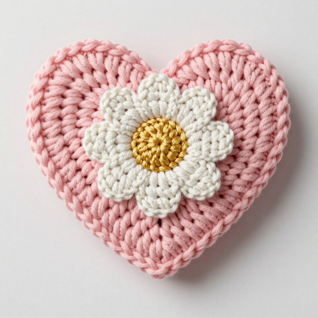 Free Pattern: Blushing Bloom Heart Applique – A Layered Crochet Motif