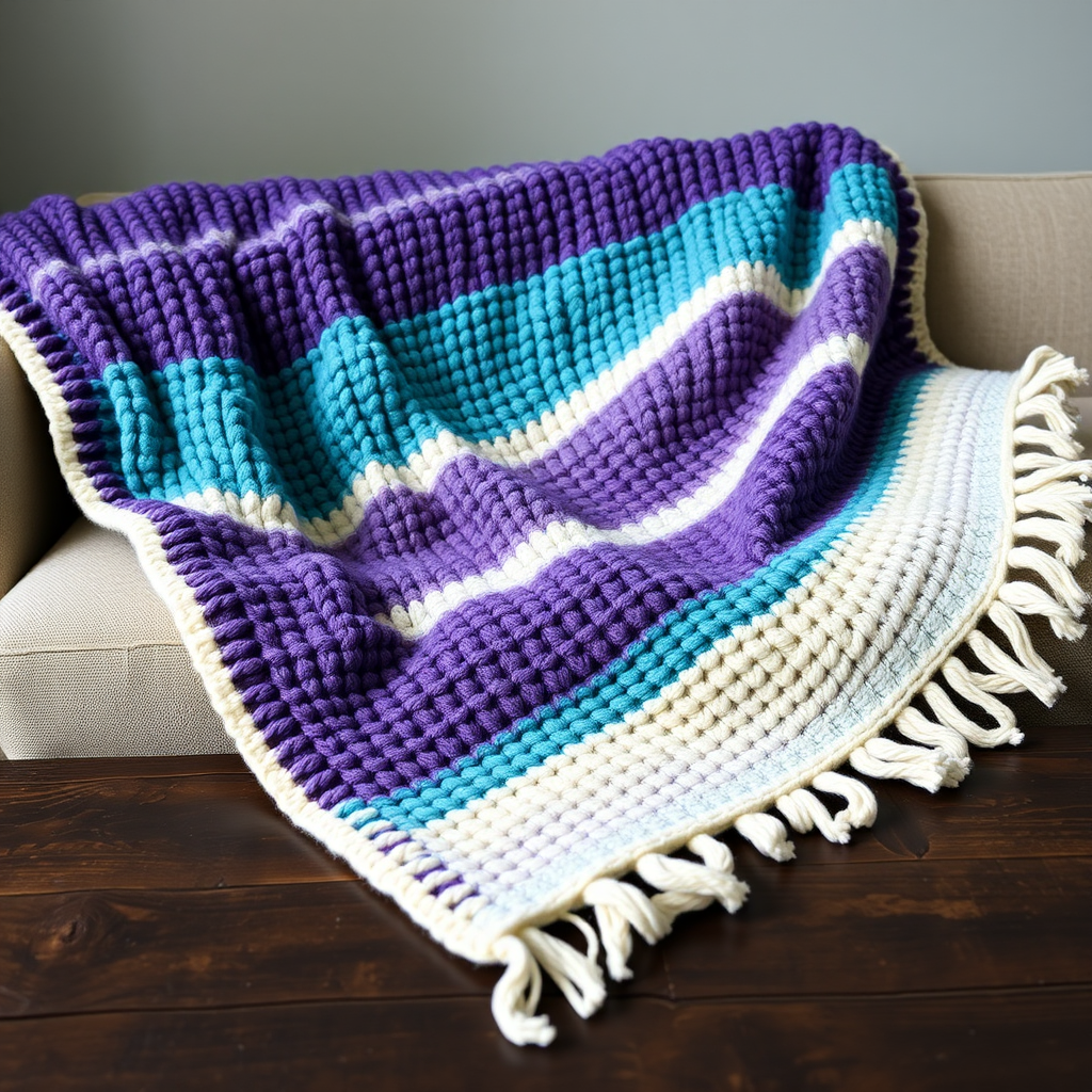 Aurora Borealis Chunky Knit Throw Blanket Free Pattern