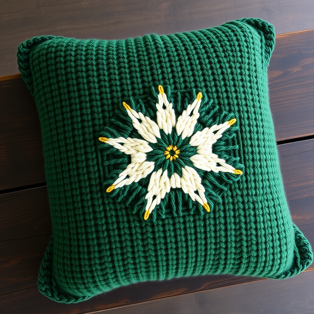 The Evergreen Star Pillow Trio Free Pattern – Knitted Nordic-Inspired Cushions with Woven Texture