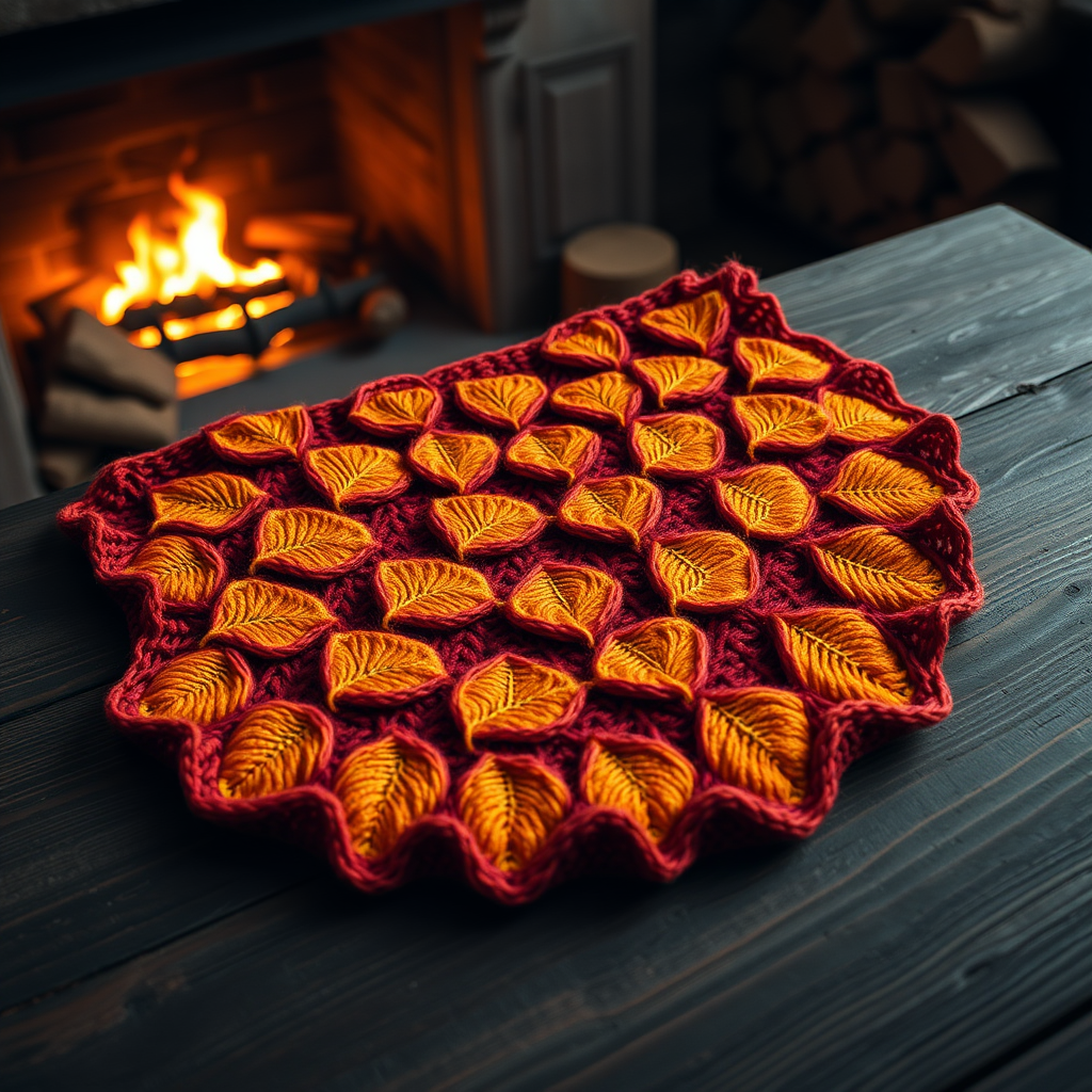 The Chili Bloom Crescent Shawl Free Pattern – A Fiery Knitted Wrap with Woven Leaf Accents