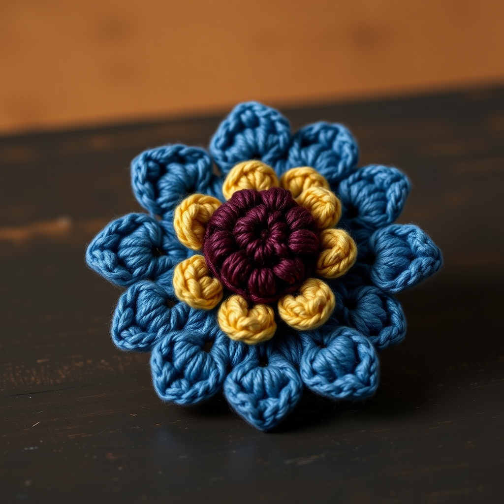 The Enchanted Dusk Blossom: A Free Crochet Pattern for a Double-Layered, Textured Flower Brooch