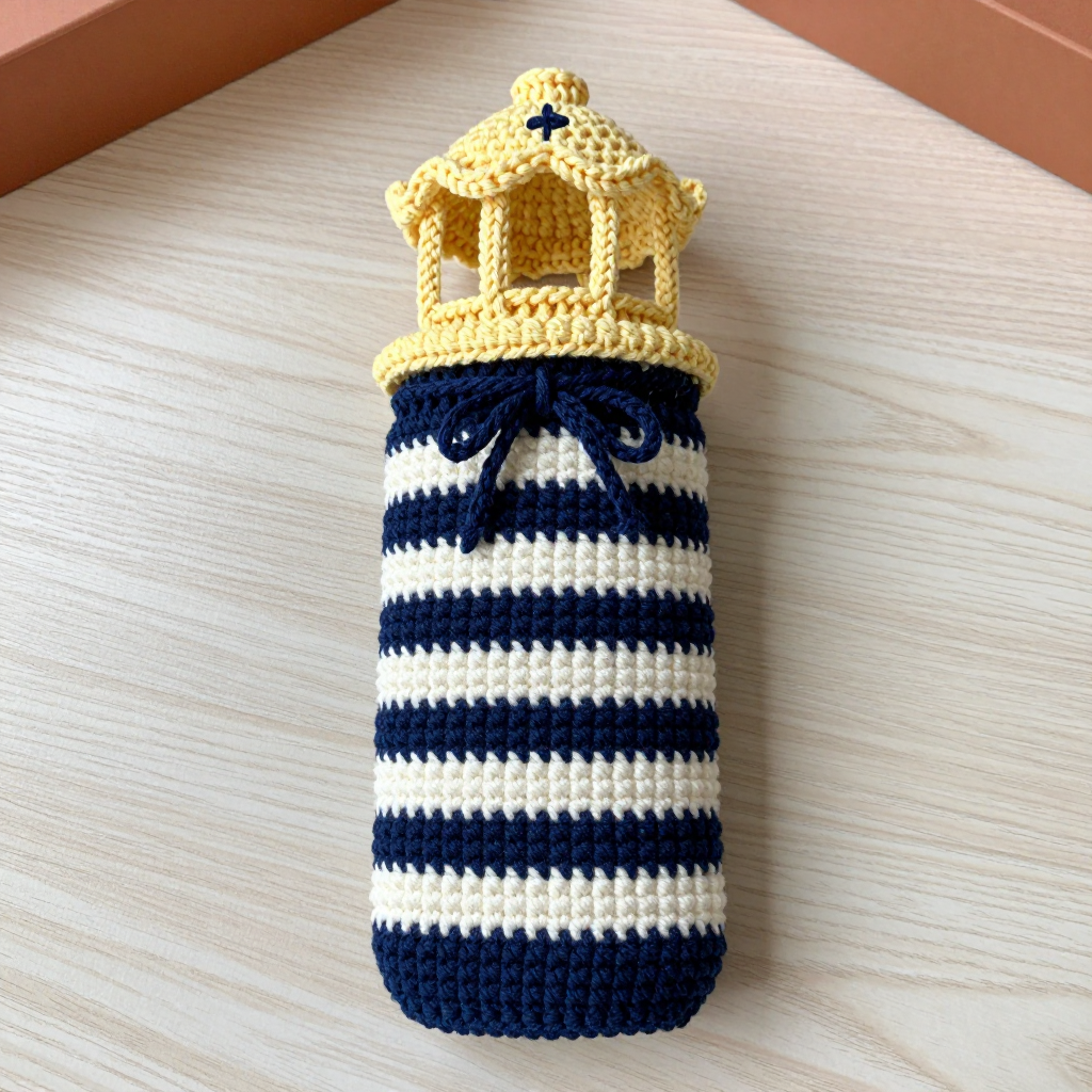 Lighthouse Stripe Crochet Phone Sleeve Free Pattern
