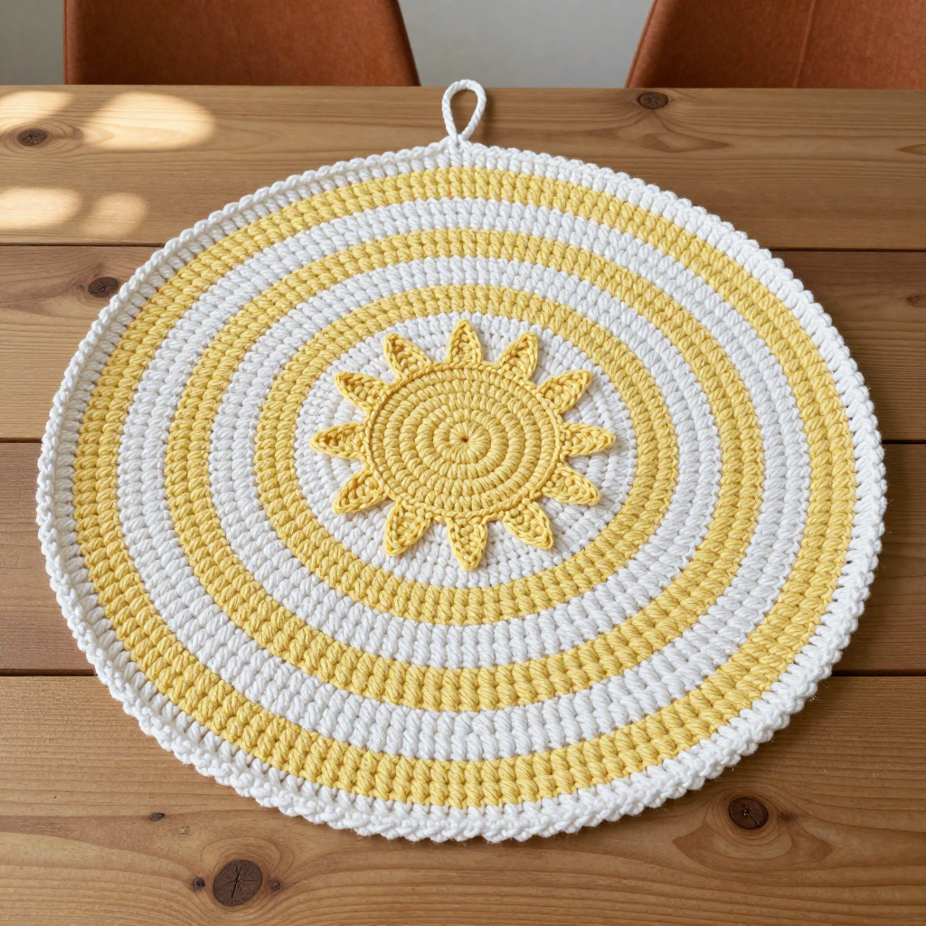 Sunbeam Circle Curtain: Free Crochet Moss Stitch Pattern