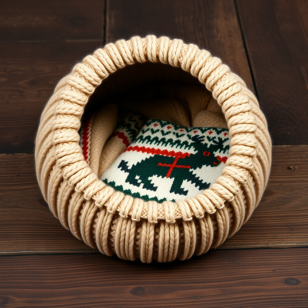 Fjord Frost Reindeer Cat Pod Bed Free Pattern – Knit a Nordic Winter Haven