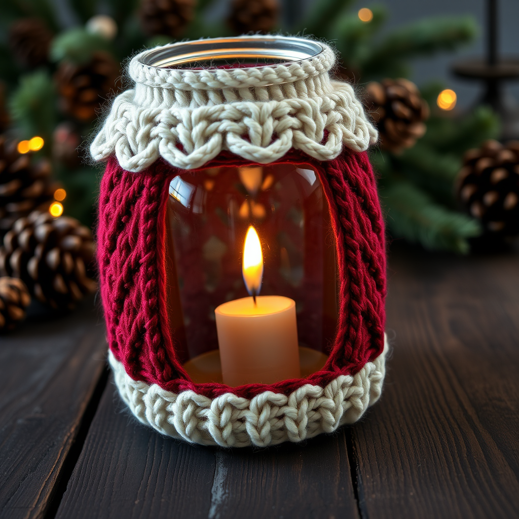 Cranberry Glow Luminaria Free Knitting Pattern – Festive Illuminated Centerpiece