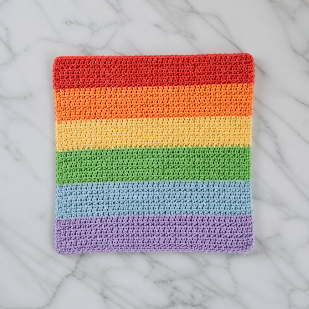 Crochet Vibrant Rainbow Washcloth Free Pattern