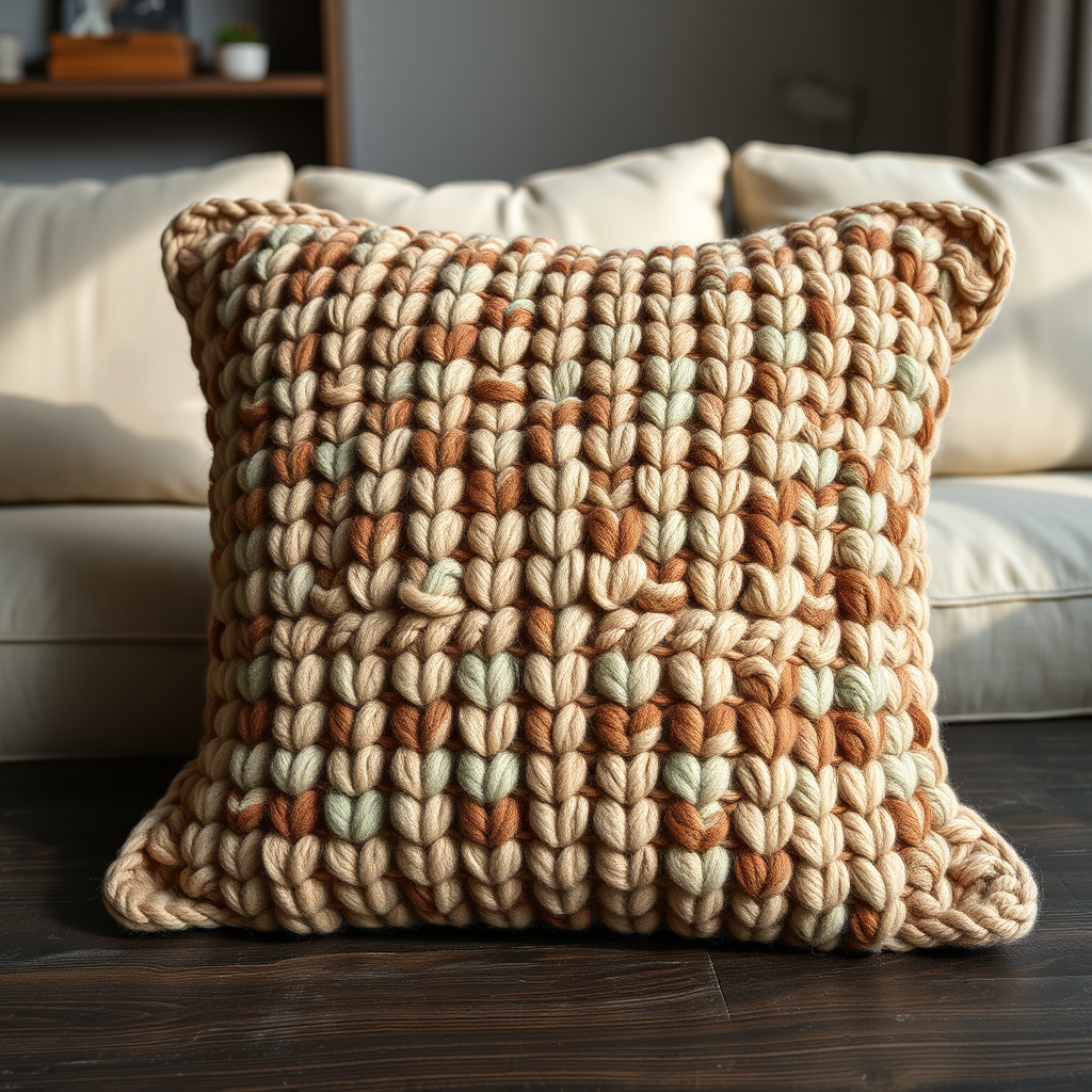 Driftwood Dune Cushion Cover Free Pattern – Knitted Pebble Stitch Pillow