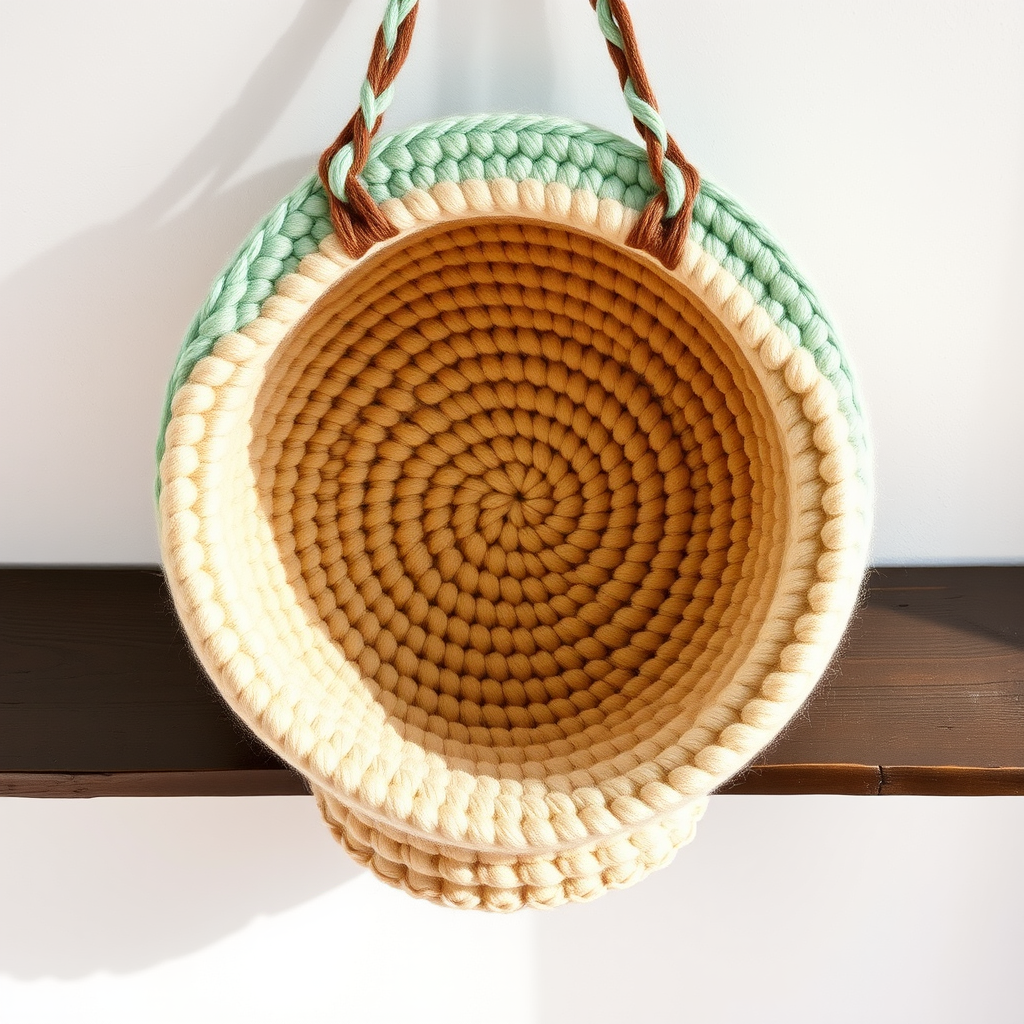 Driftwood Dune Wall Basket Free Pattern – A Woven Crochet Coastal Organizer