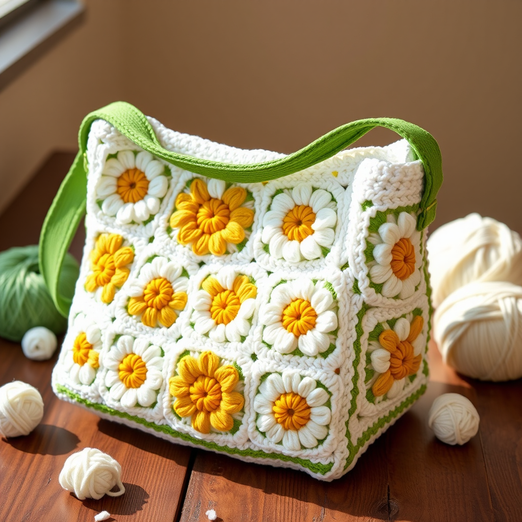 The Retro Daisy Granny Square Bag Free Pattern