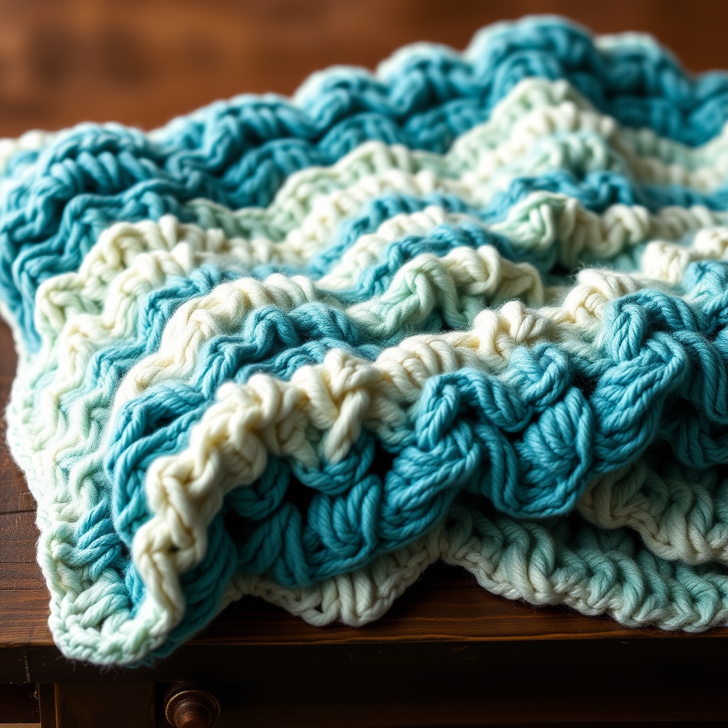 Ocean Breeze Ripple Blanket Free Pattern